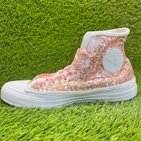 Converse Chuck Taylor All Star High Womens Size 8 Pink Athletic Shoes Sneakers - Picture 2 of 10